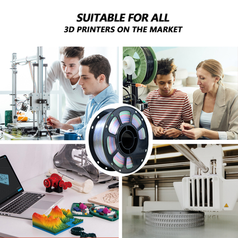 IBOSS PLA 3d Printing Filament Tri-color 1.75mm+/-0.02mm Sparking PLA+ Easy to Printing Filamento for Crafts