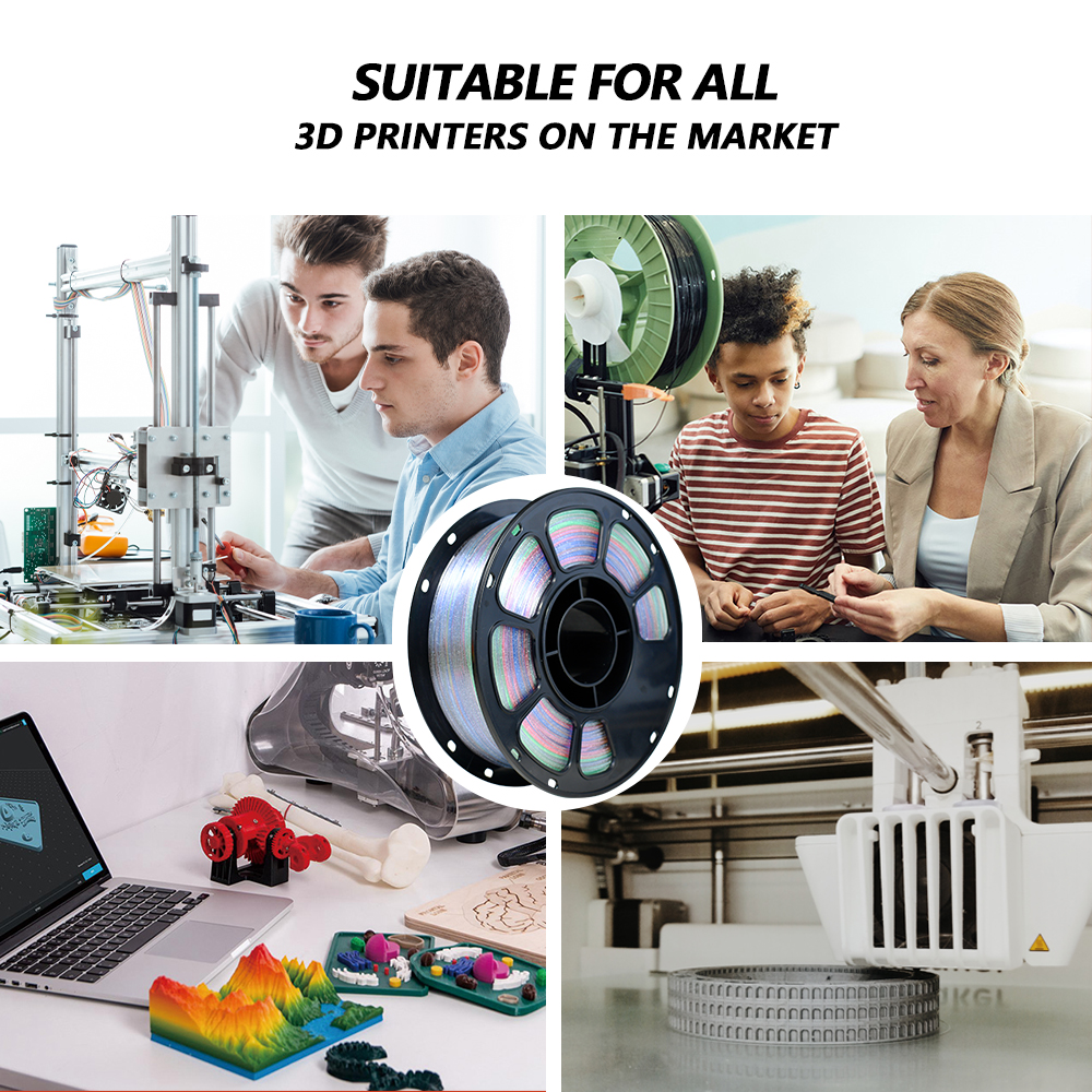 IBOSS PLA 3d Printing Filament Tri-color 1.75mm+/-0.02mm Sparking PLA+ Easy to Printing Filamento for Crafts