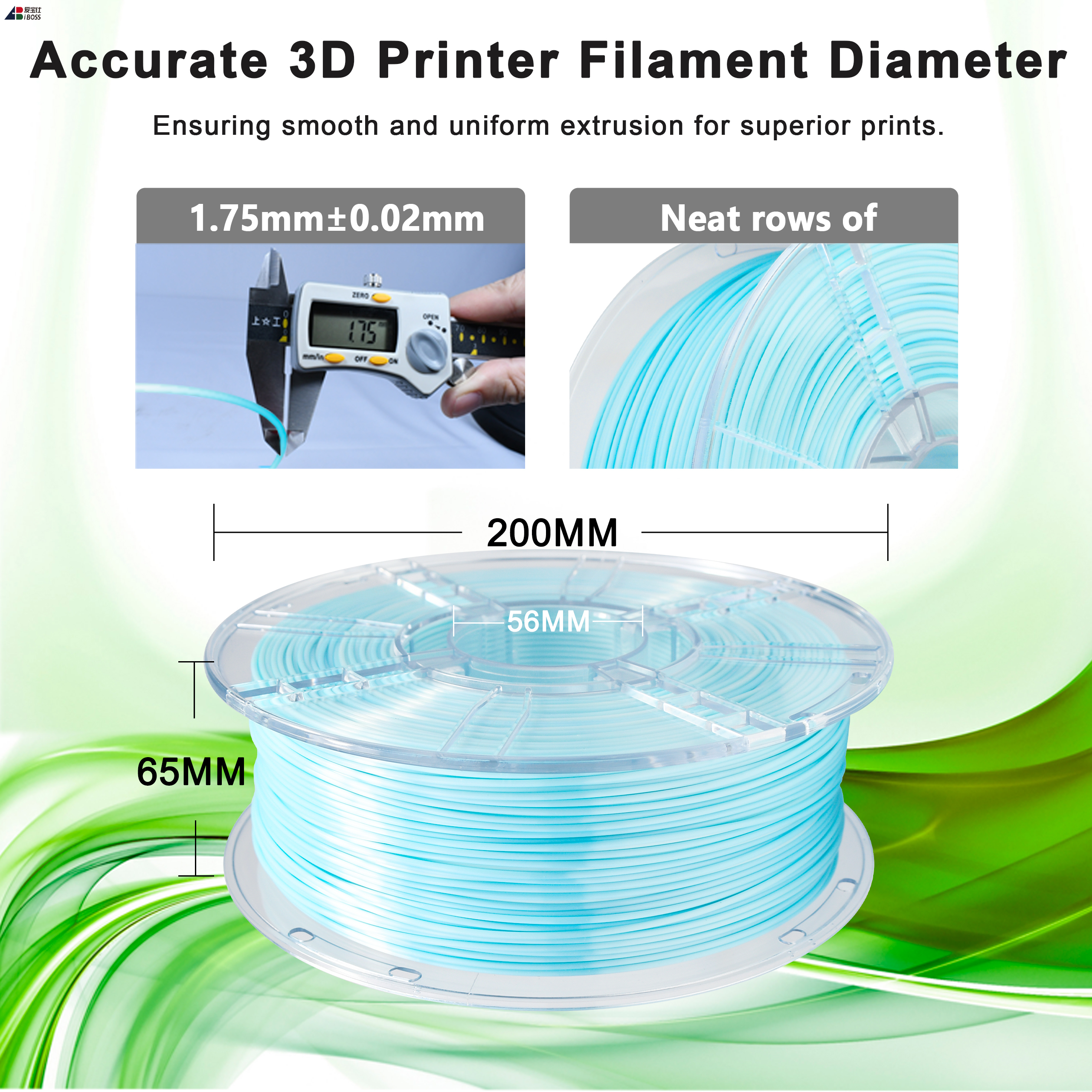 IBOSS PLA+ Filament Blue White Color Gradient Change PLA+ 1.75mm 1KG 3D Printing Filament