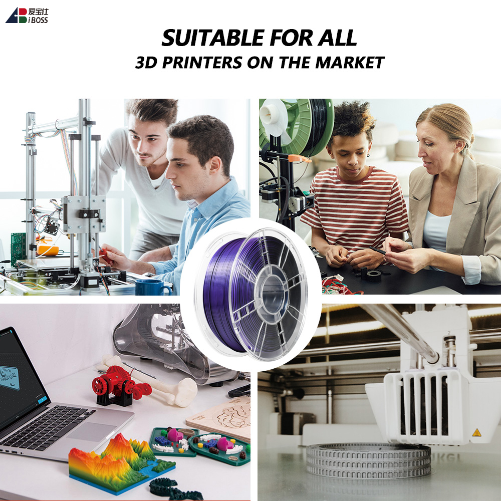 IBOSS 3d Printing Filament Silk Tri-color Blue Black Purple High Quality 3d Printing PLA Filament