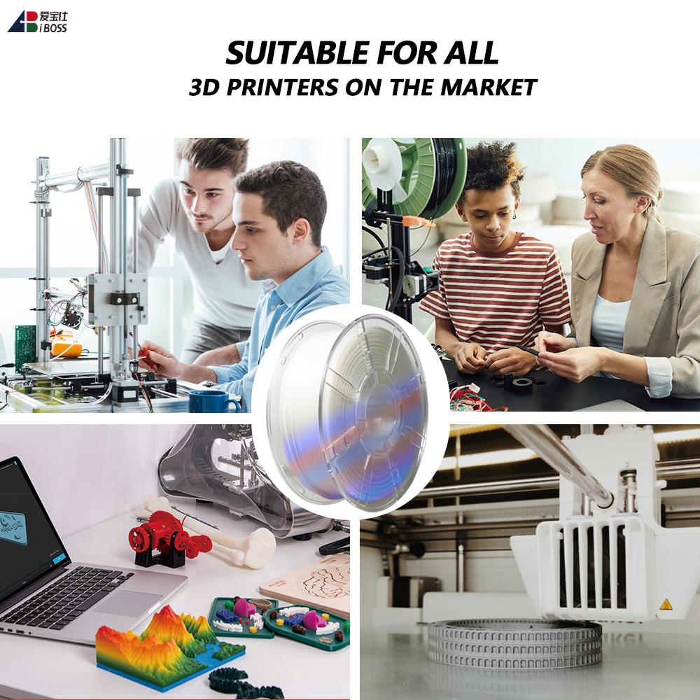  IBOSS 3D Printing material 1.75mm Noctilucent Rainbow PLA Filament 3d printed