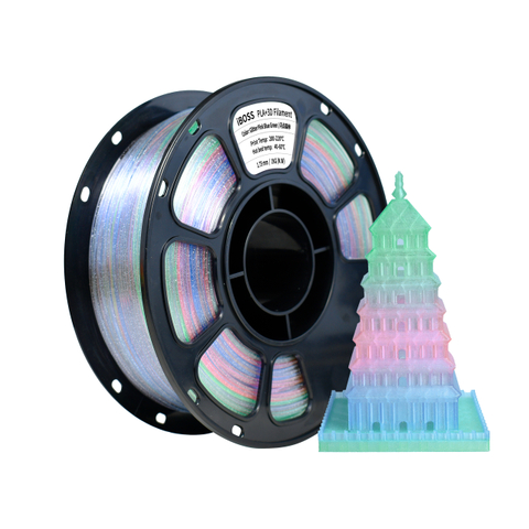 iBOSS High Strength 3D Printing Filament 1.75mm Glitter Rainbow PLA+ Filament 1000g