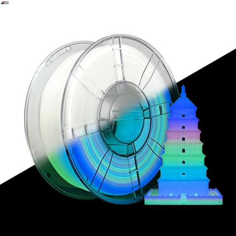 IBOSS Glow in the Dark PLA+ Filament, Noctilucent Rainbow 3 Neatly Wound Luminous PLA Plus 3D Printing Filament 1.75mm