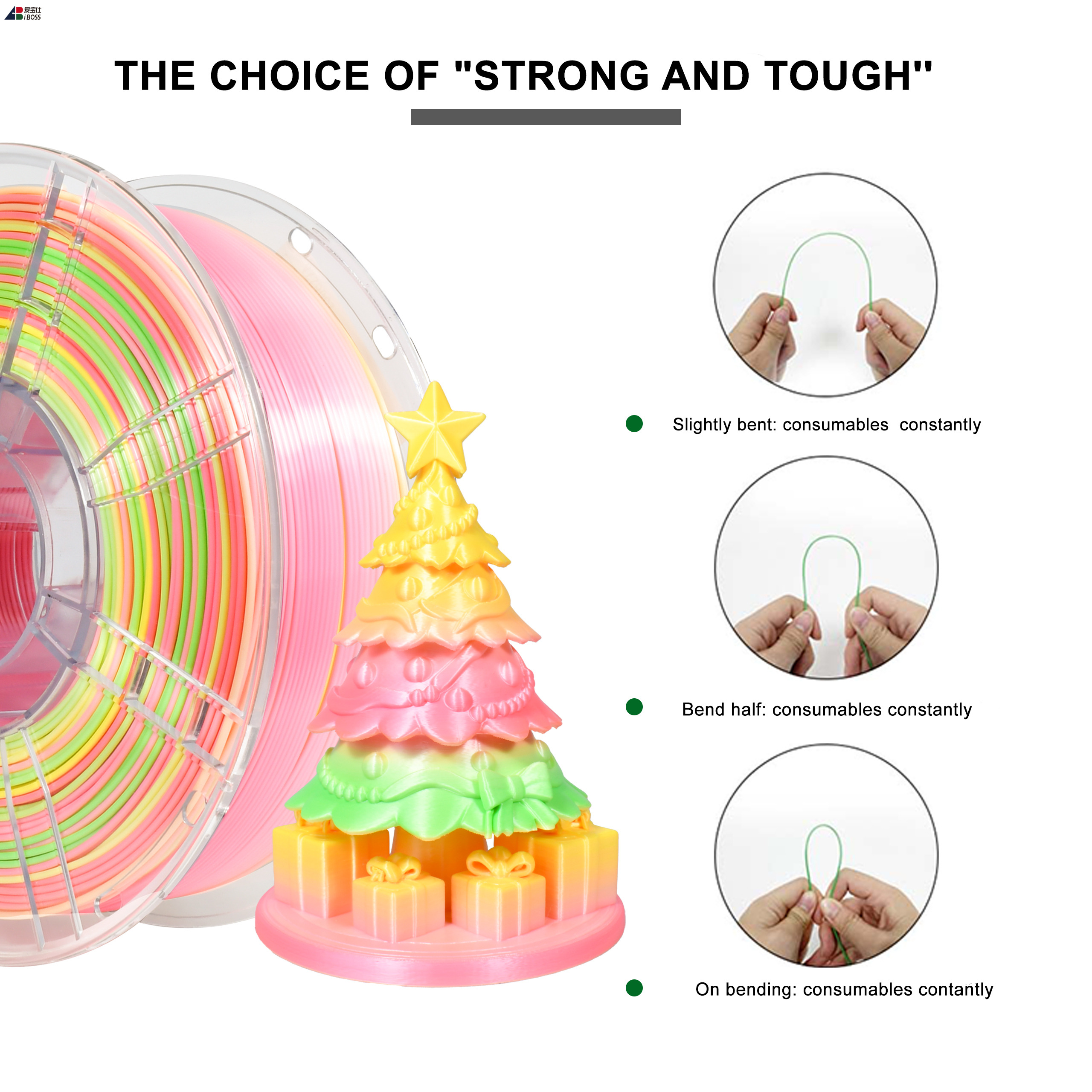 1.75mm PLA+ Silk Filament 1kg Silk Rainbow Filament 3d Printing Filament Suitable for Bambu 3D Printer