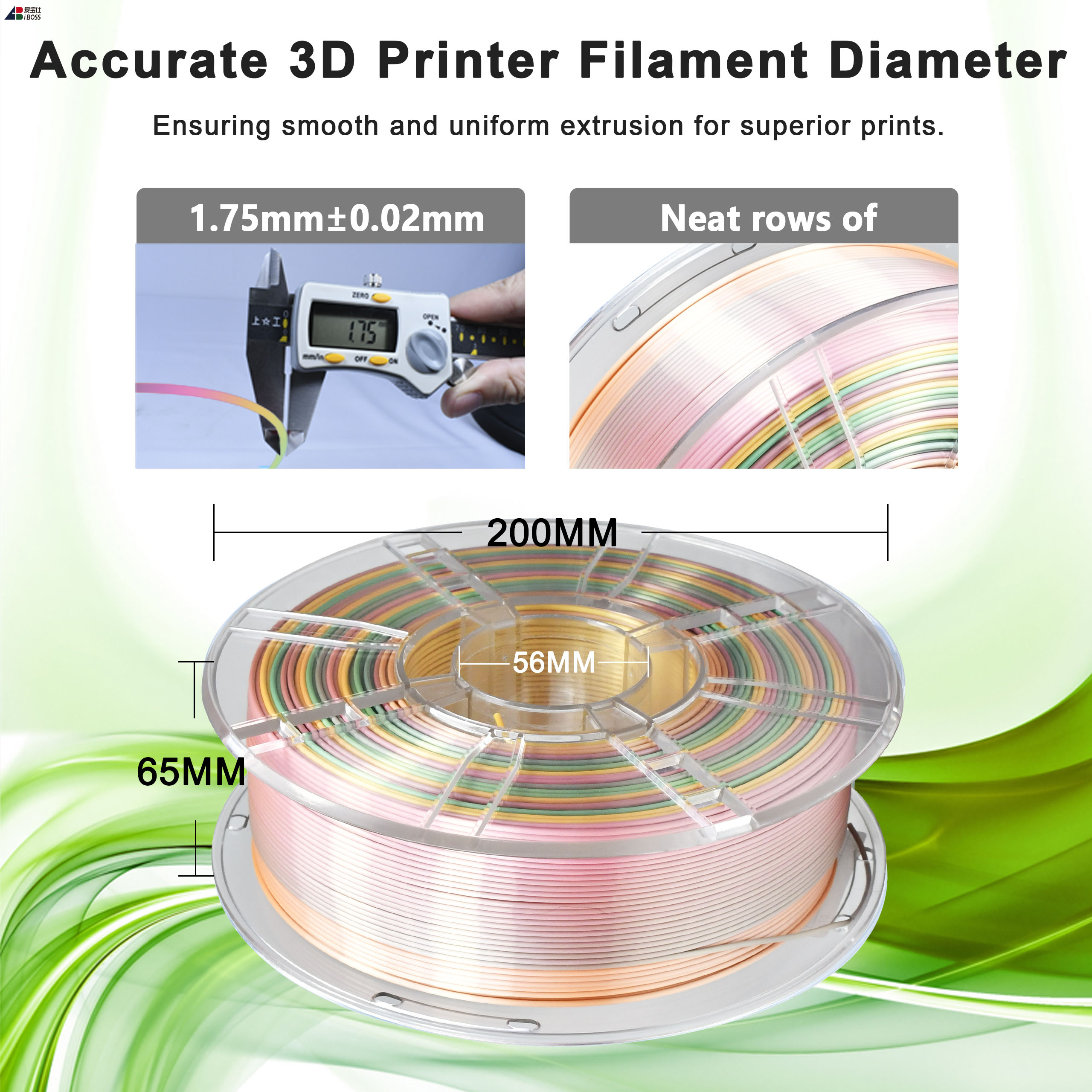 IBOSS High Quality PLA+Silk Rainbow Color Material 3D Printing Filament PLA Filament