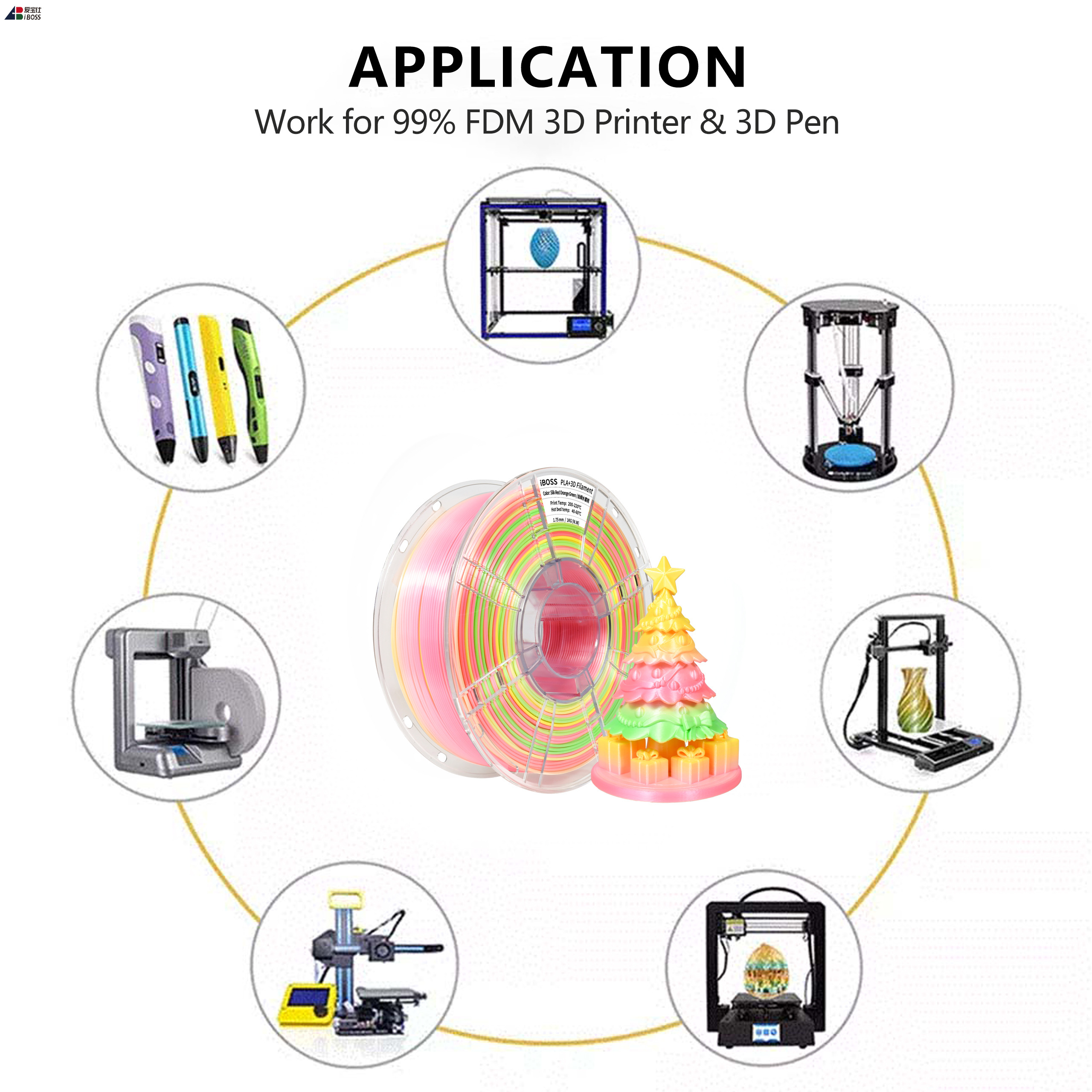 1.75mm PLA+ Silk Filament 1kg Silk Rainbow Filament 3d Printing Filament Suitable for Bambu 3D Printer