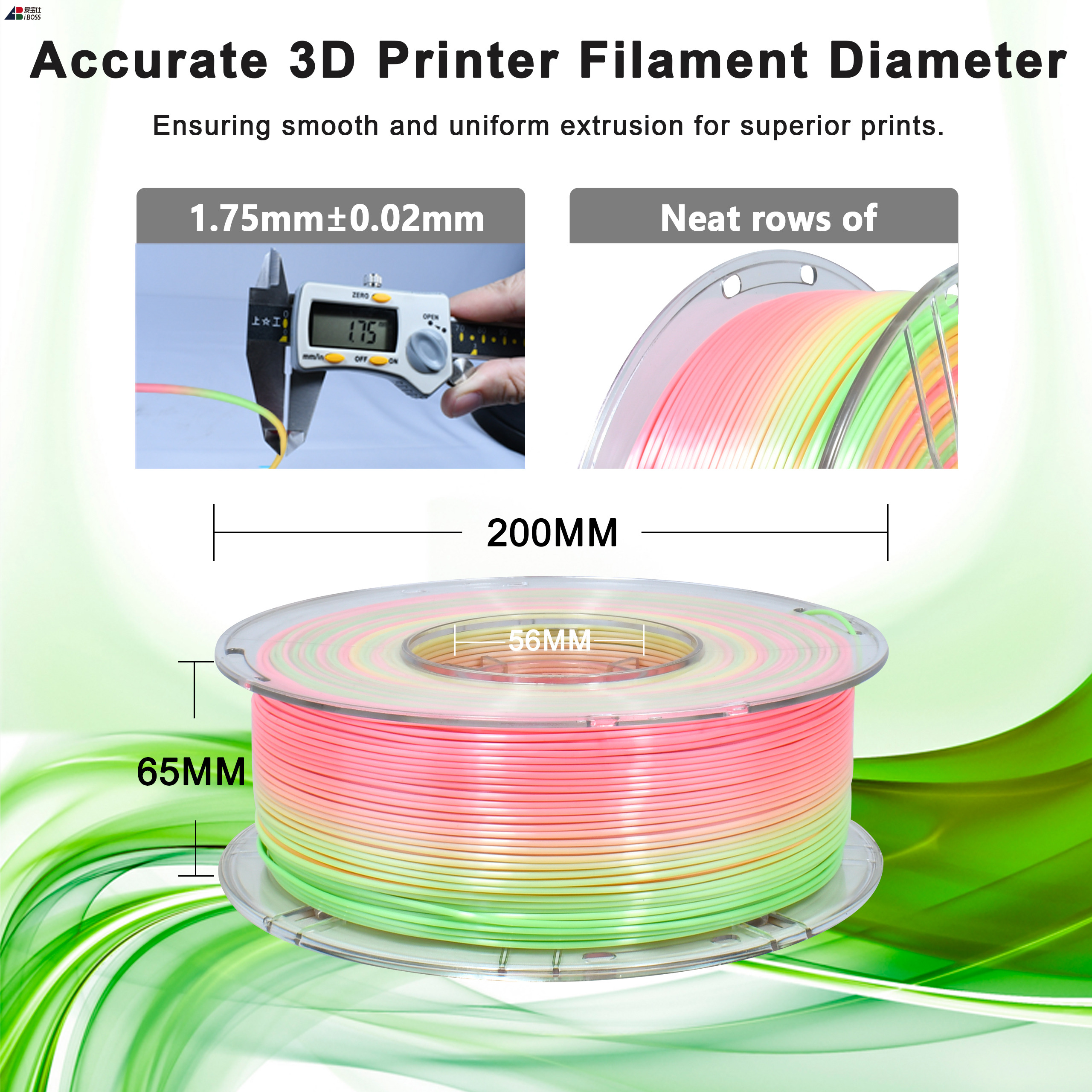 1.75mm PLA+ Silk Filament 1kg Silk Rainbow Filament 3d Printing Filament Suitable for Bambu 3D Printer
