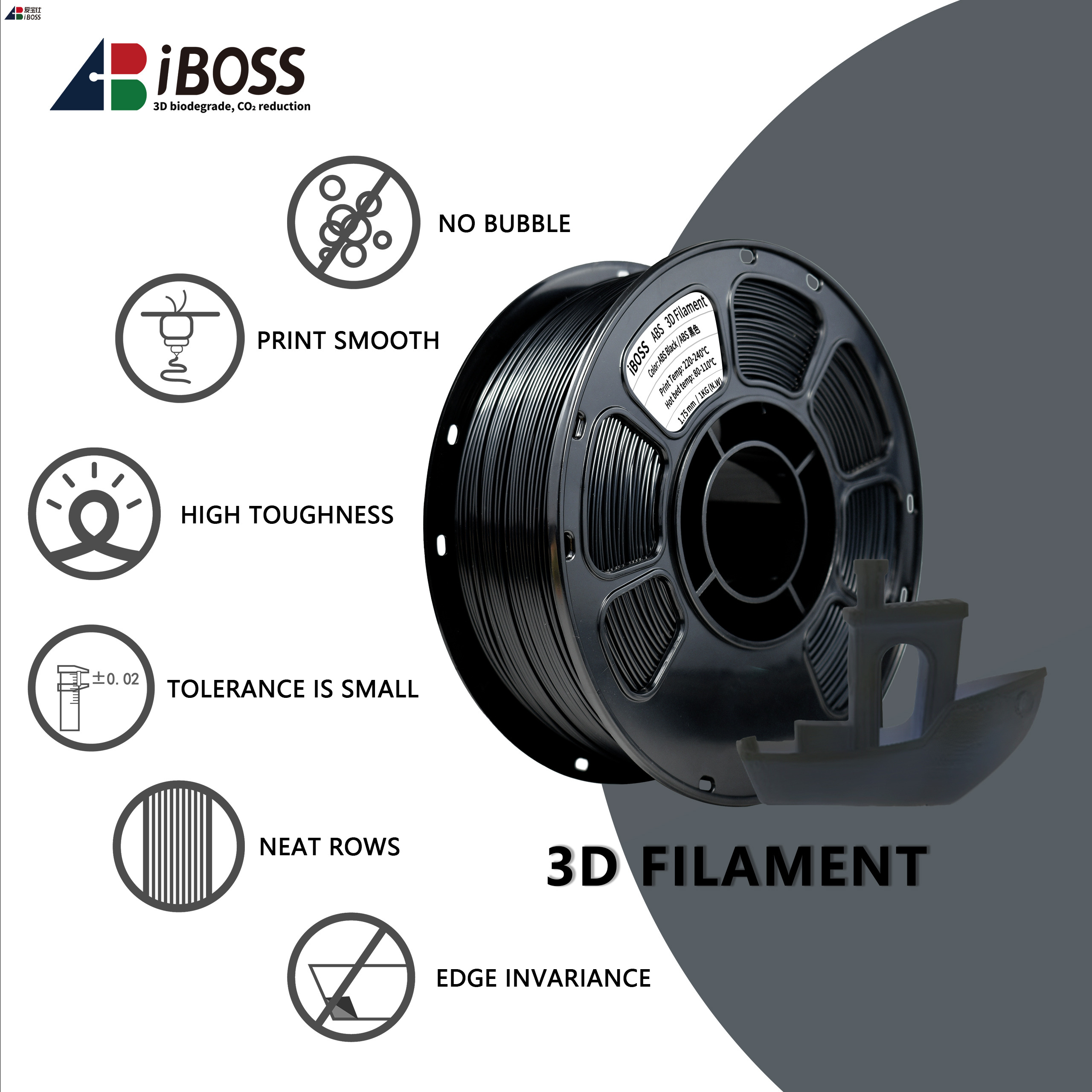 1.75mm /2.85mm High-Strength ABS Filament 1kg Black 3d Printing Filament Suitable for All 3D Printers