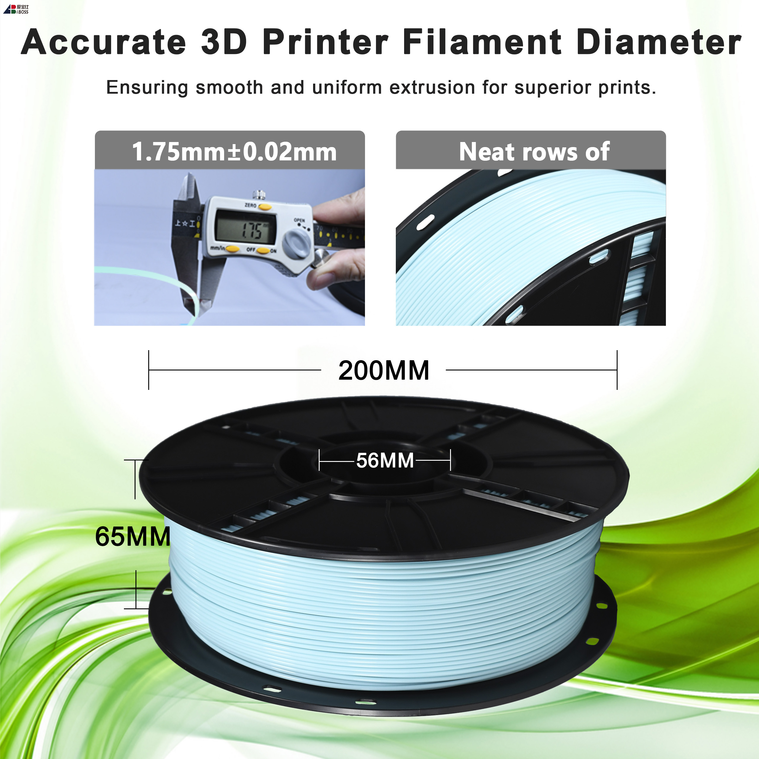 IBOSS 3D Printer Filament Toughness Enhanced PLA Filament Mint Green 3d Printing