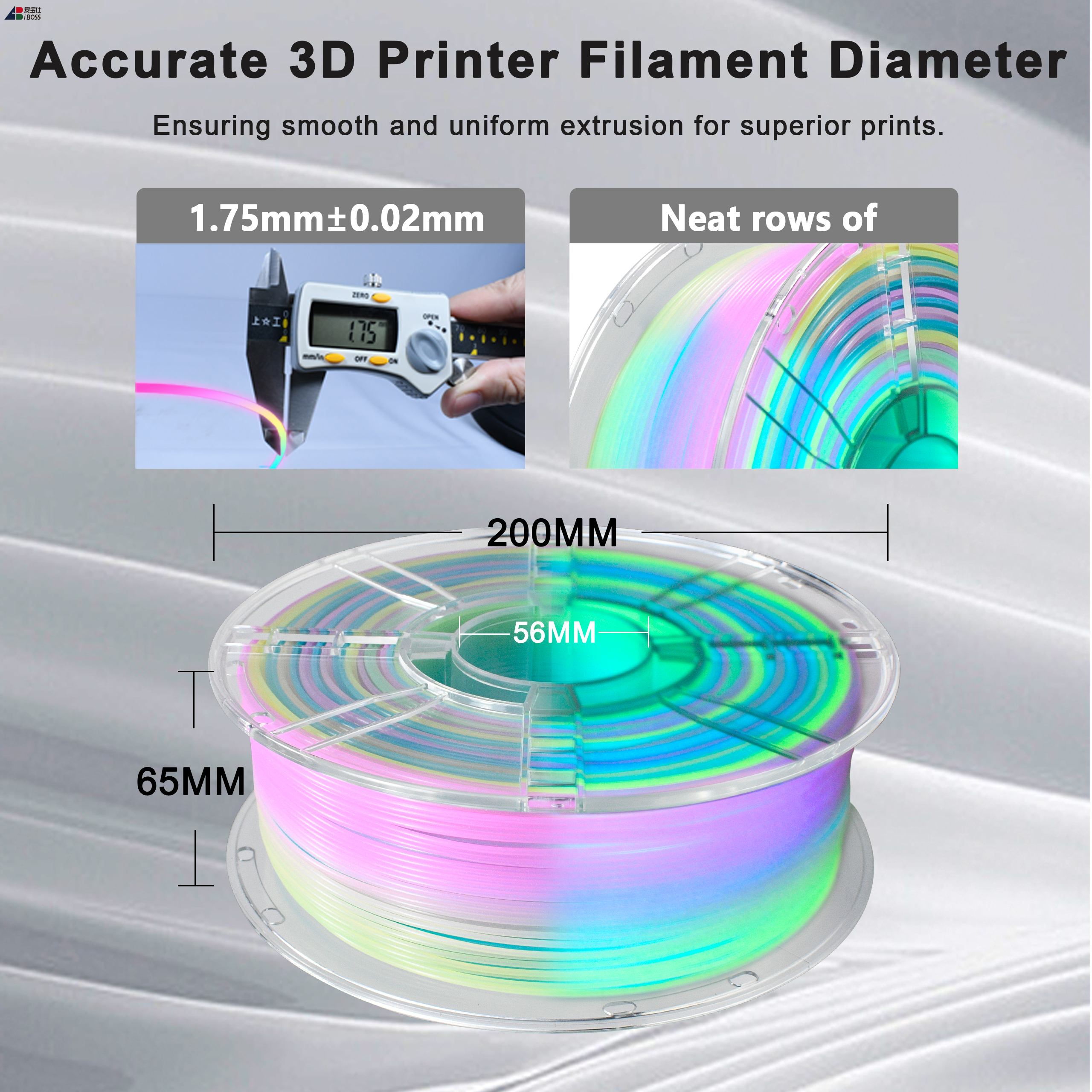 IBOSS 3D Printing Filament PLA Filament 1.75mm 1kg Night Glow Rainbow 3d Printed