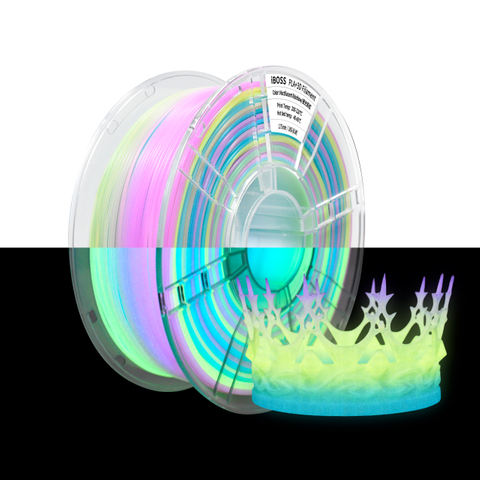 IBOSS 3D Printing Filament PLA Filament 1.75mm 1kg Night Glow Rainbow 3d Printed