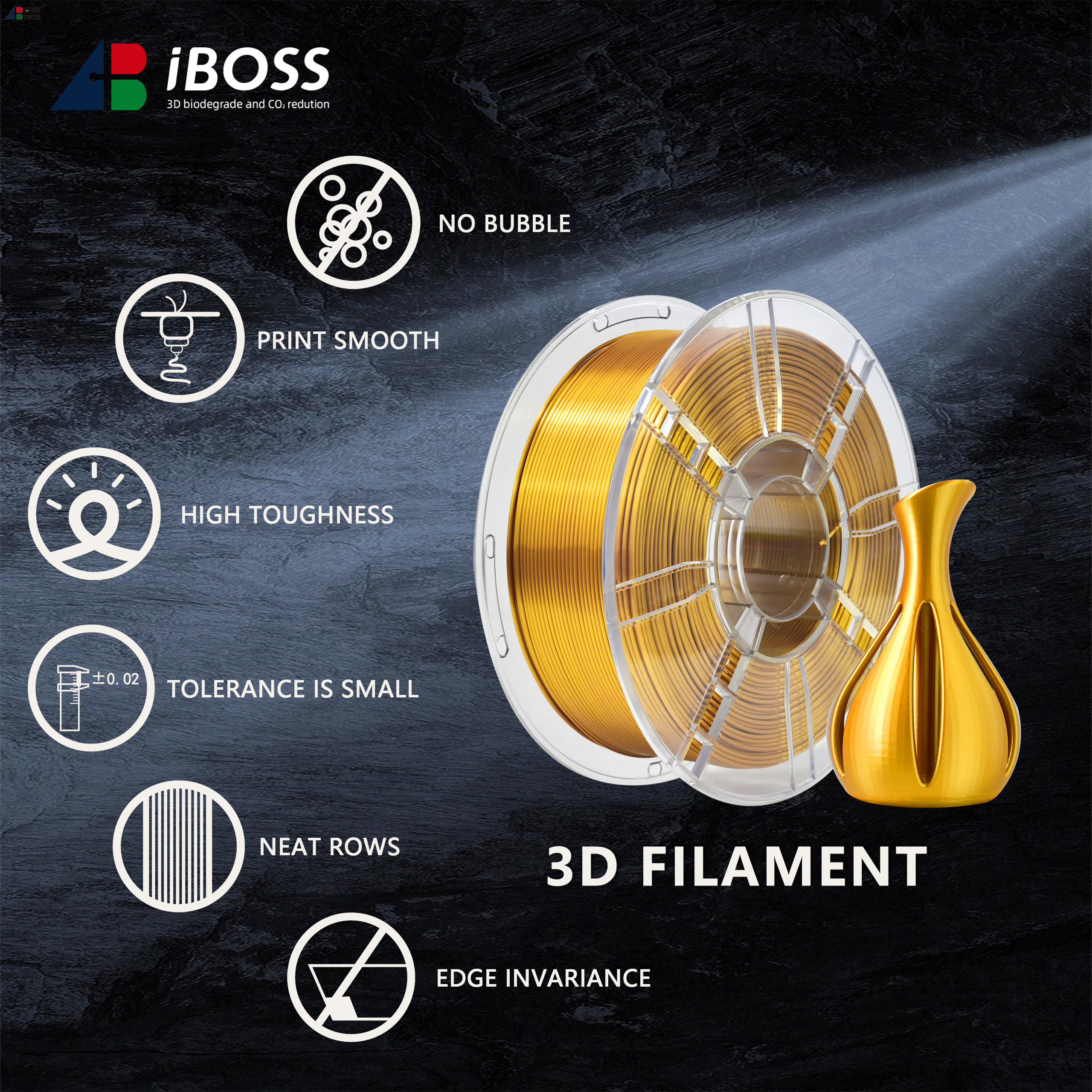 IBOSS PLA Silk filament High Quality 3D Printer Filament Toughness Enhanced 