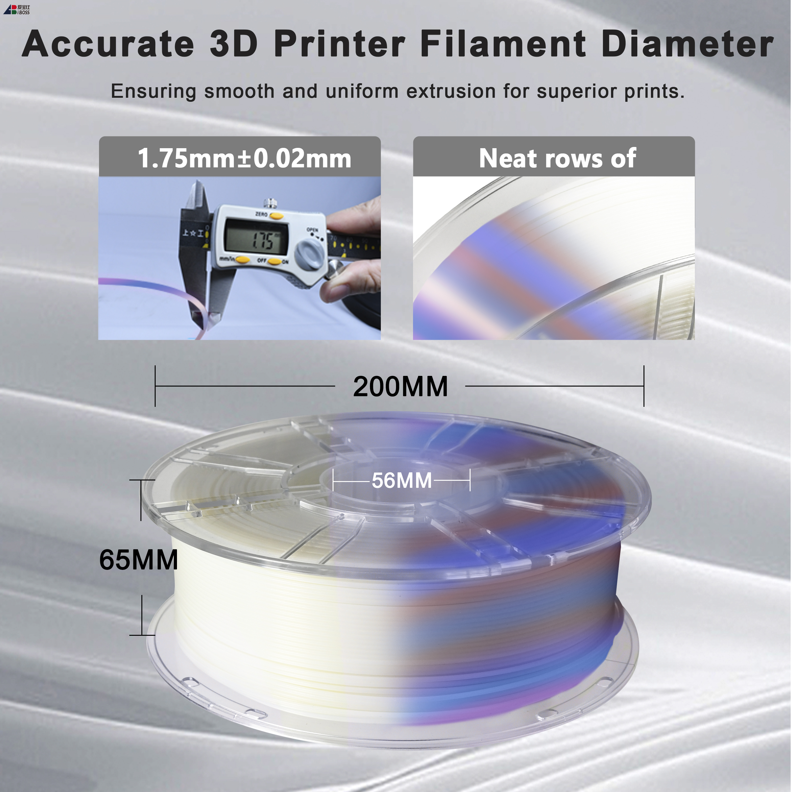  IBOSS 3D Printing material 1.75mm Noctilucent Rainbow PLA Filament 3d printed