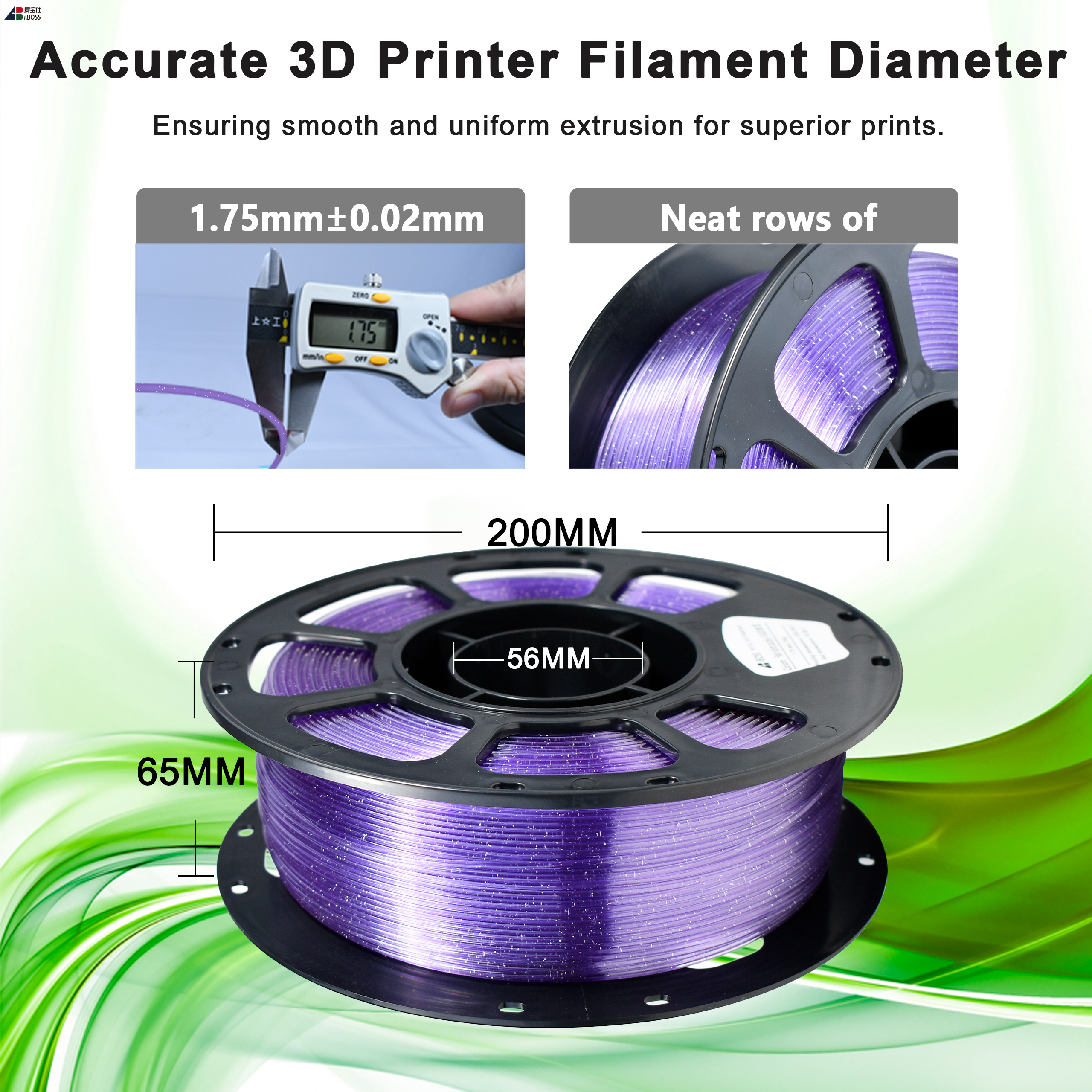 IBOSS PETG Filament Flash Point Purple 1.75mm FDM Forming Technology 3D Printing Filament