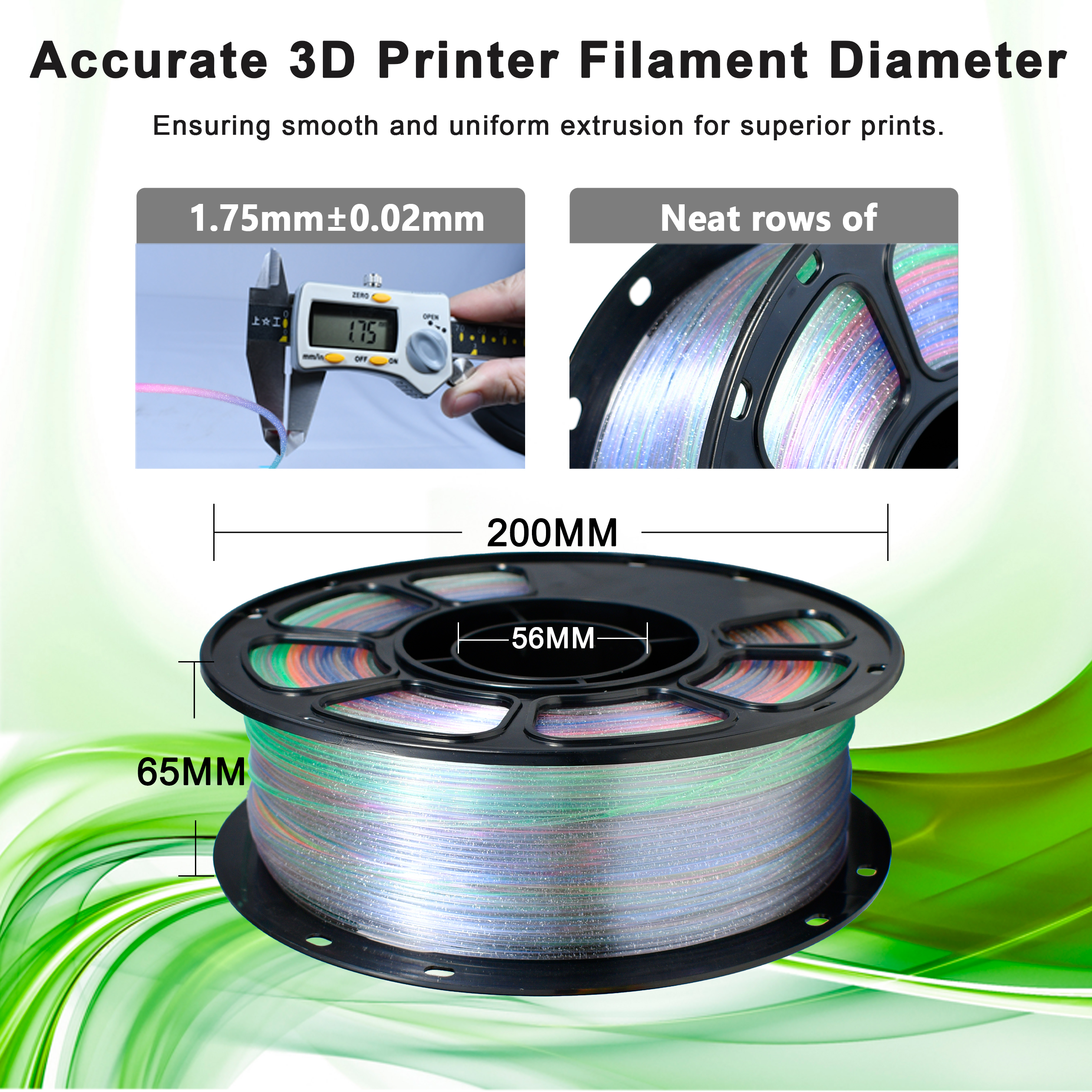 IBOSS PLA 3d Printing Filament Tri-color 1.75mm+/-0.02mm Sparking PLA+ Easy to Printing Filamento for Crafts