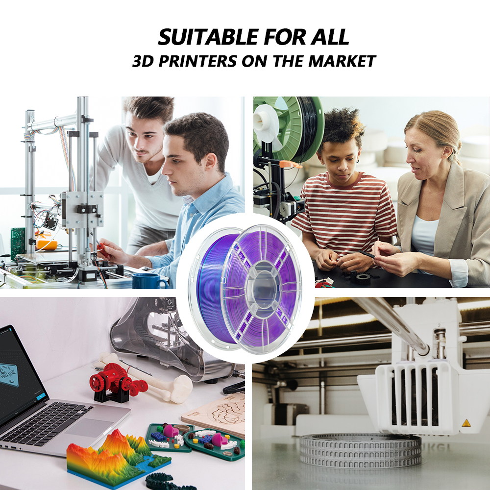 IBOSS 3D PLA+ Silk Dual Color Filament Environmentally Friendly PLA Silk Purple Cyan 3D Filament 1.75mm PLA 3D Printer Filament