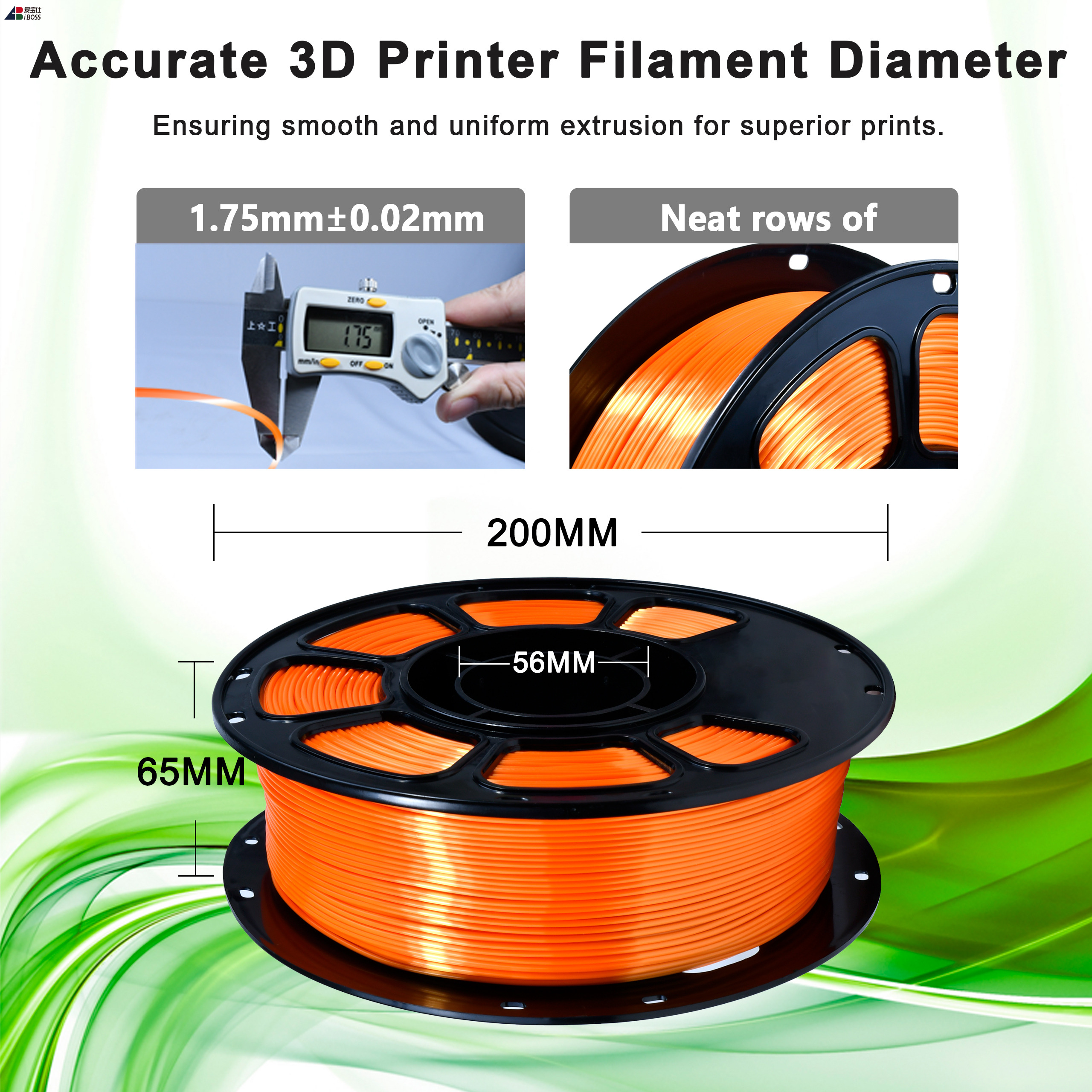 Iboss Silk Orange High Quality 1kg 3D Printer Filament Toughness Enhanced PLA Plus 1.75mm Filament