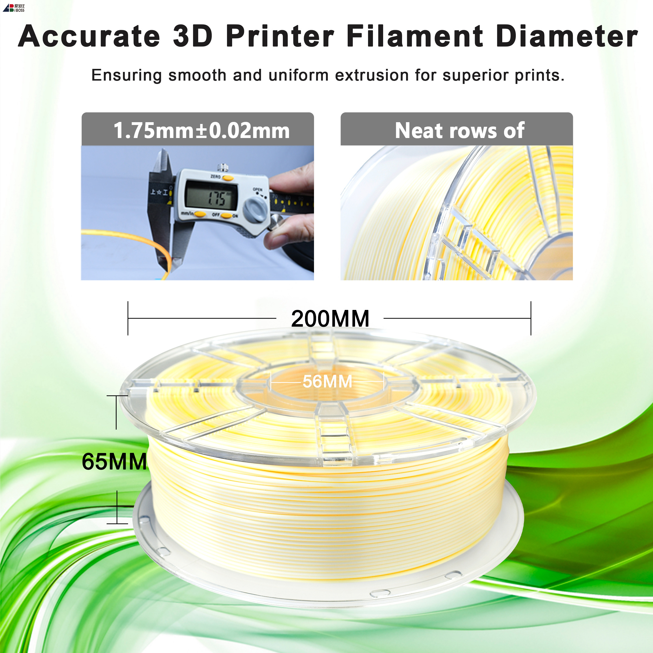 iBOSS High Strength PLA+ Filament Gradient Tri- Color Yellow Orange White ±0.02mm 3d Printing Filament