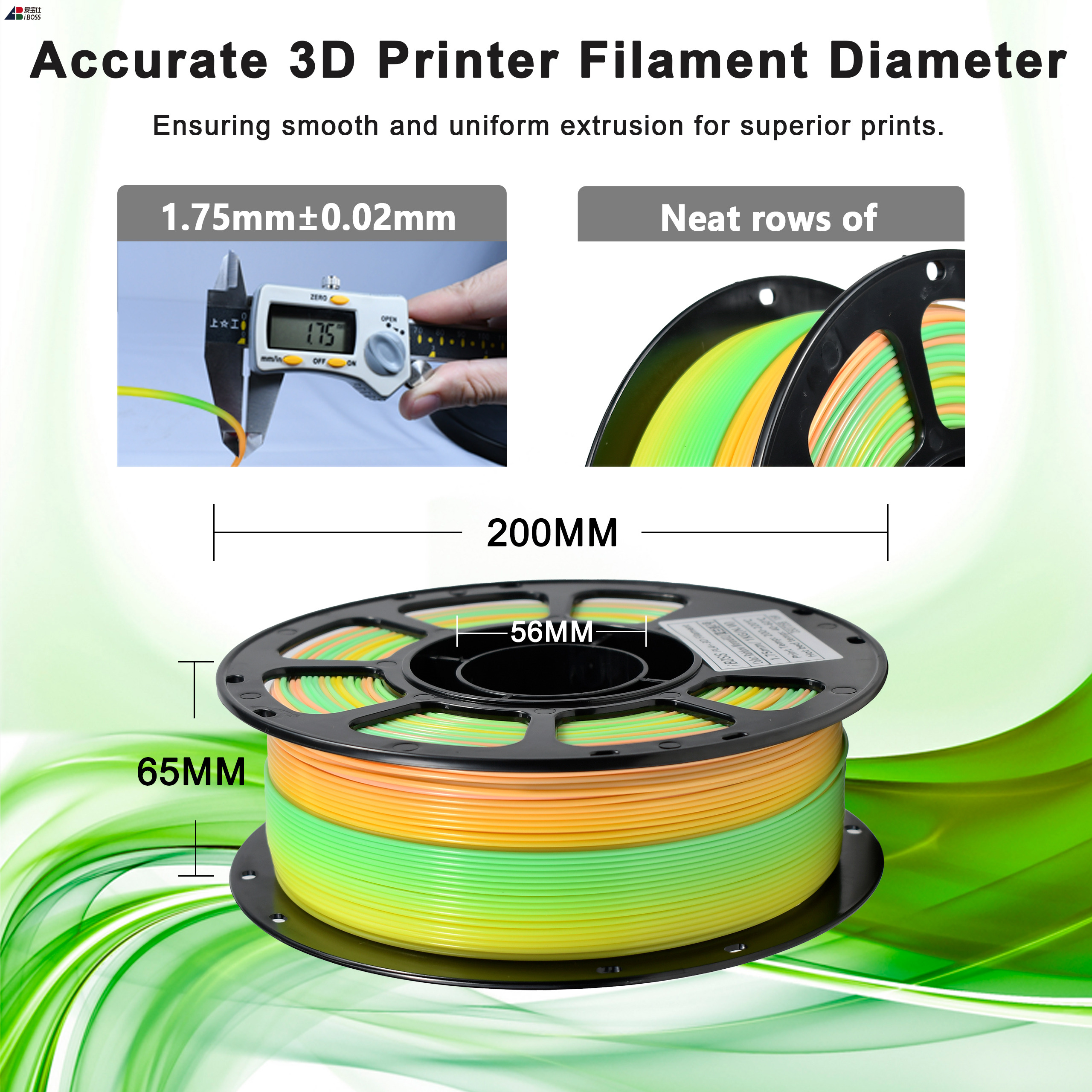 Iboss High Quality 1.75mm Rainbow Color Filament 1kg PLA+ Filament Decorative Rainbow 3D Printing Filament
