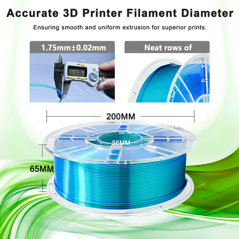 IBOSS PLA+ Silk Dual Color Filament Silk Dreamy Blur Green 1.75mm Factory Wholesale 3D Printer Filament