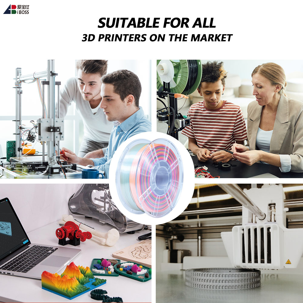 IBOSS 3D Printing filament ,PLA+Silk Rainbow Color Filaments