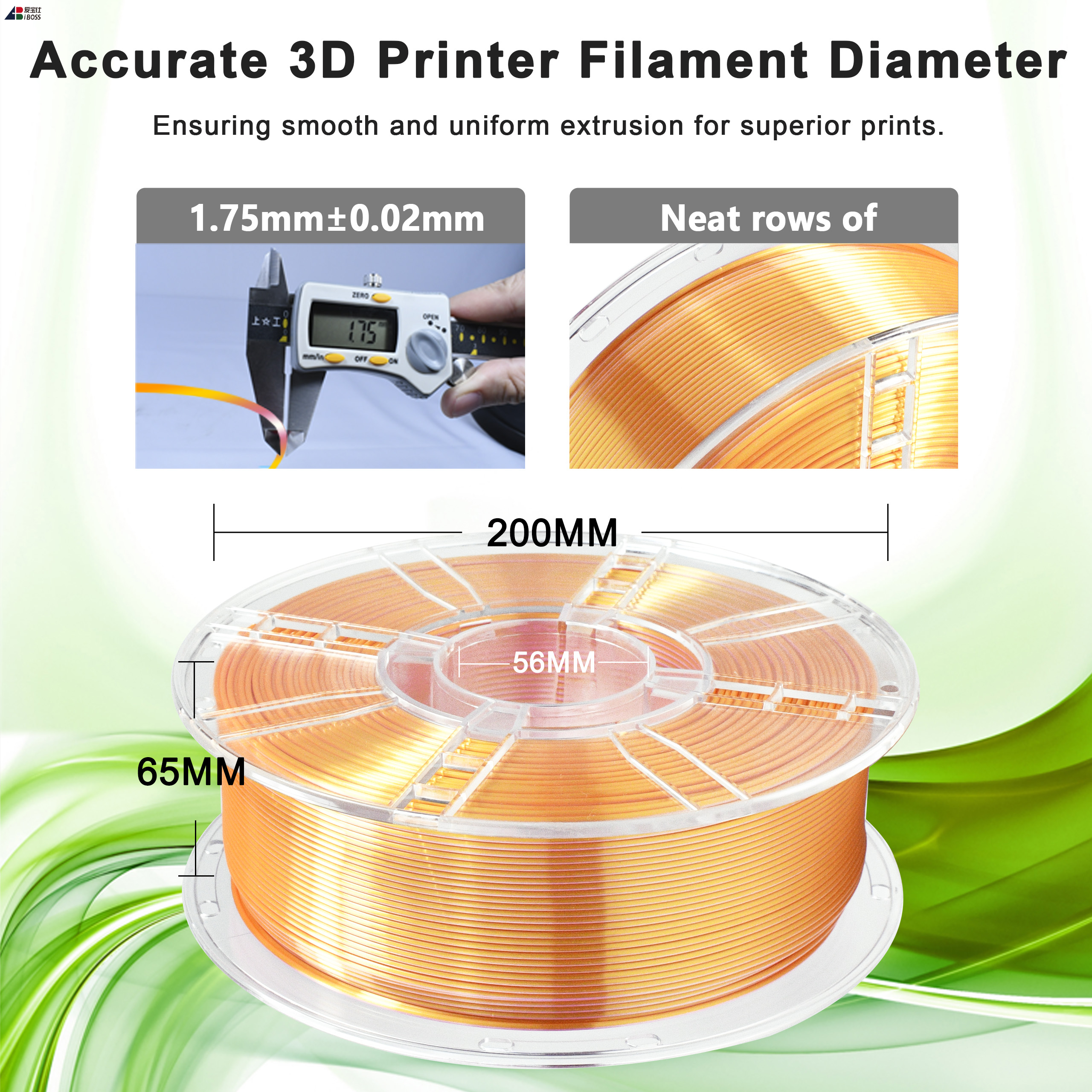 IBOSS 3D Printer Filament 1.75mm Silk Dual Color Pink Gold 1kg PLA Silk Filament 