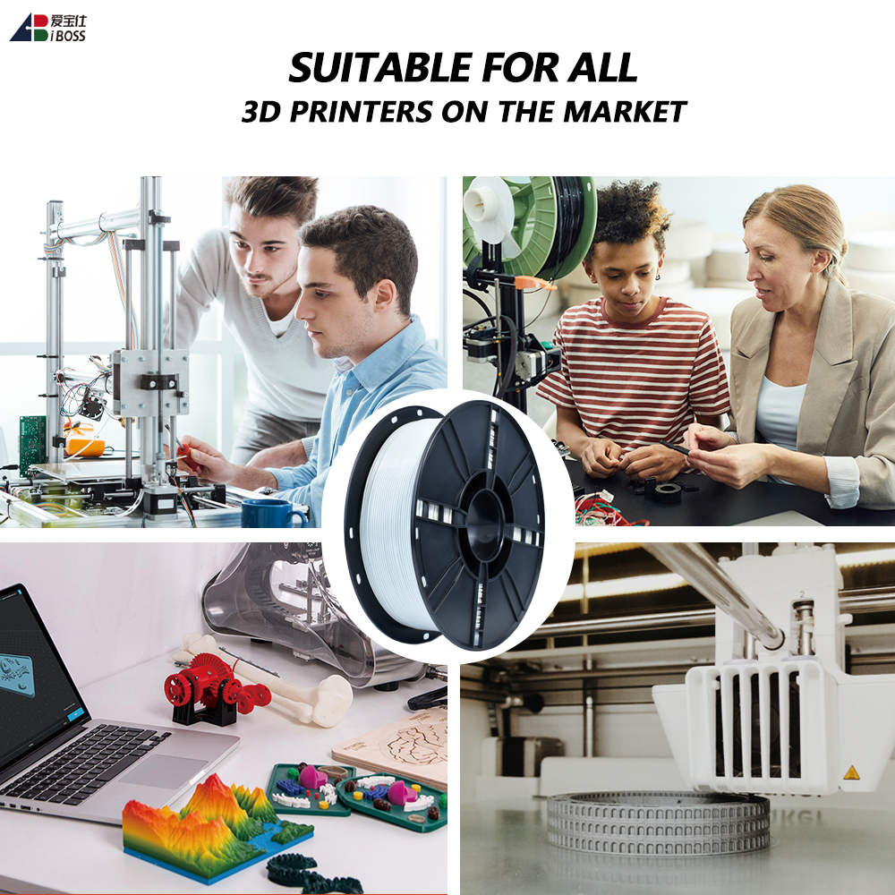IBOSS Supply High Quality PETG Gray White Toughness Enhanced 3D Printer Filament