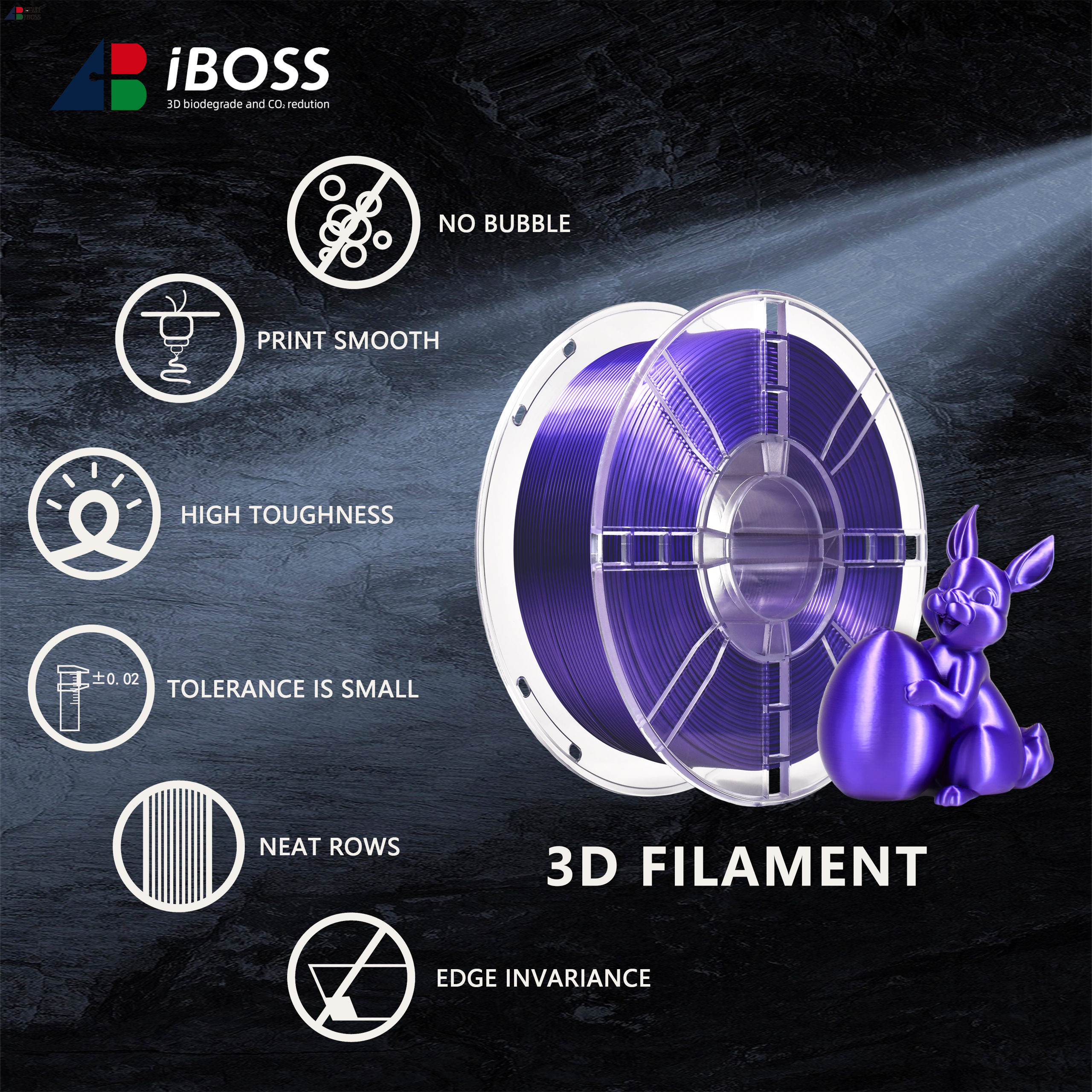 IBOSS 3D printing filament PLA+ 1.75mm Silk Purple Filaments