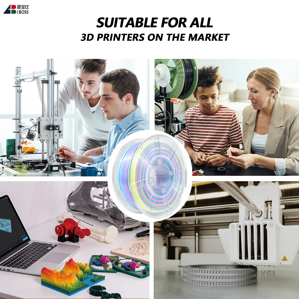 Iboss Toughness Enhanced Silk Macaroon Rainbow PRO PLA+ High Quality 3D Printer Filament
