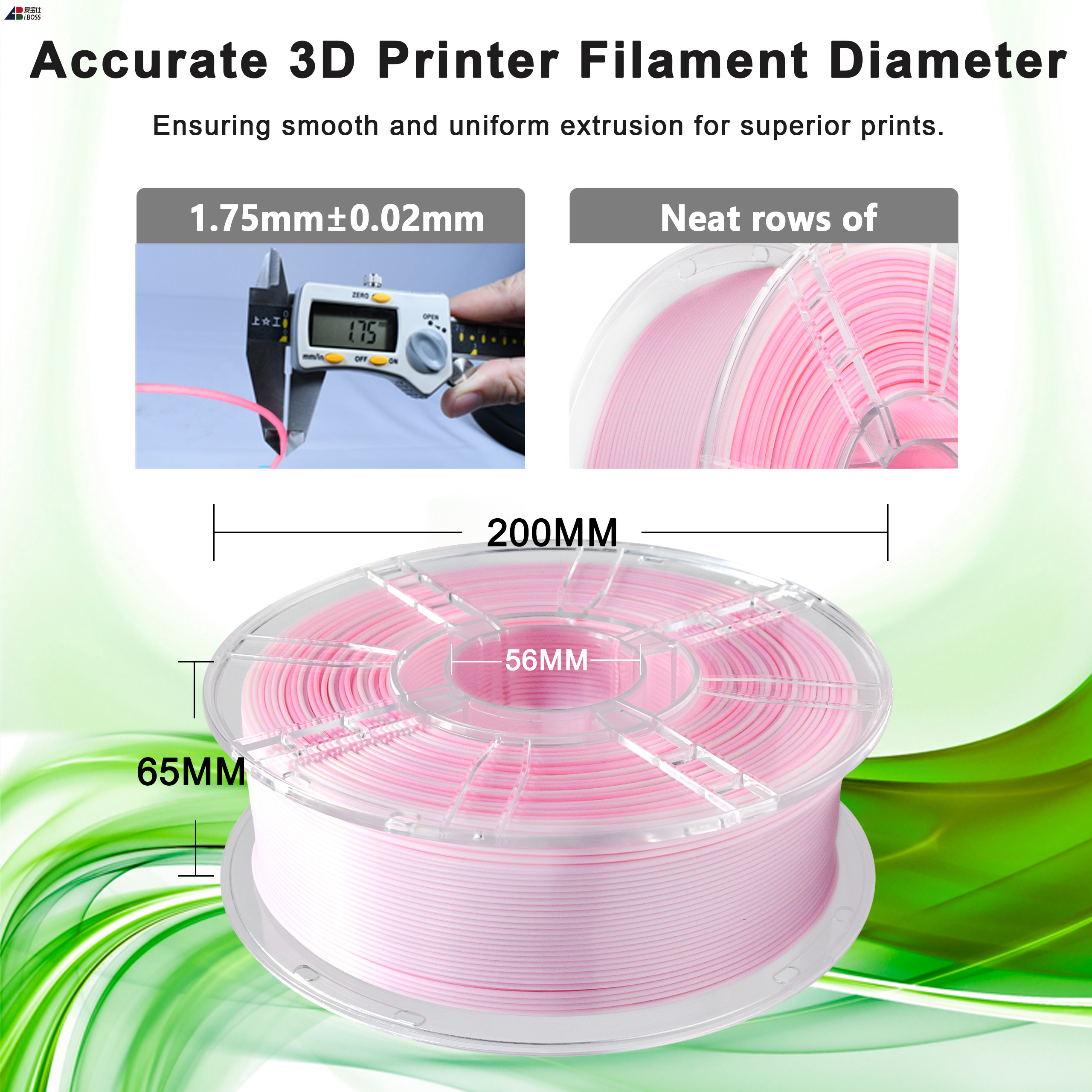iBOSS 3D Printer Filament Gradient Dual color Pink White 100% Without Bubble 1.75MM PLA+ Filament