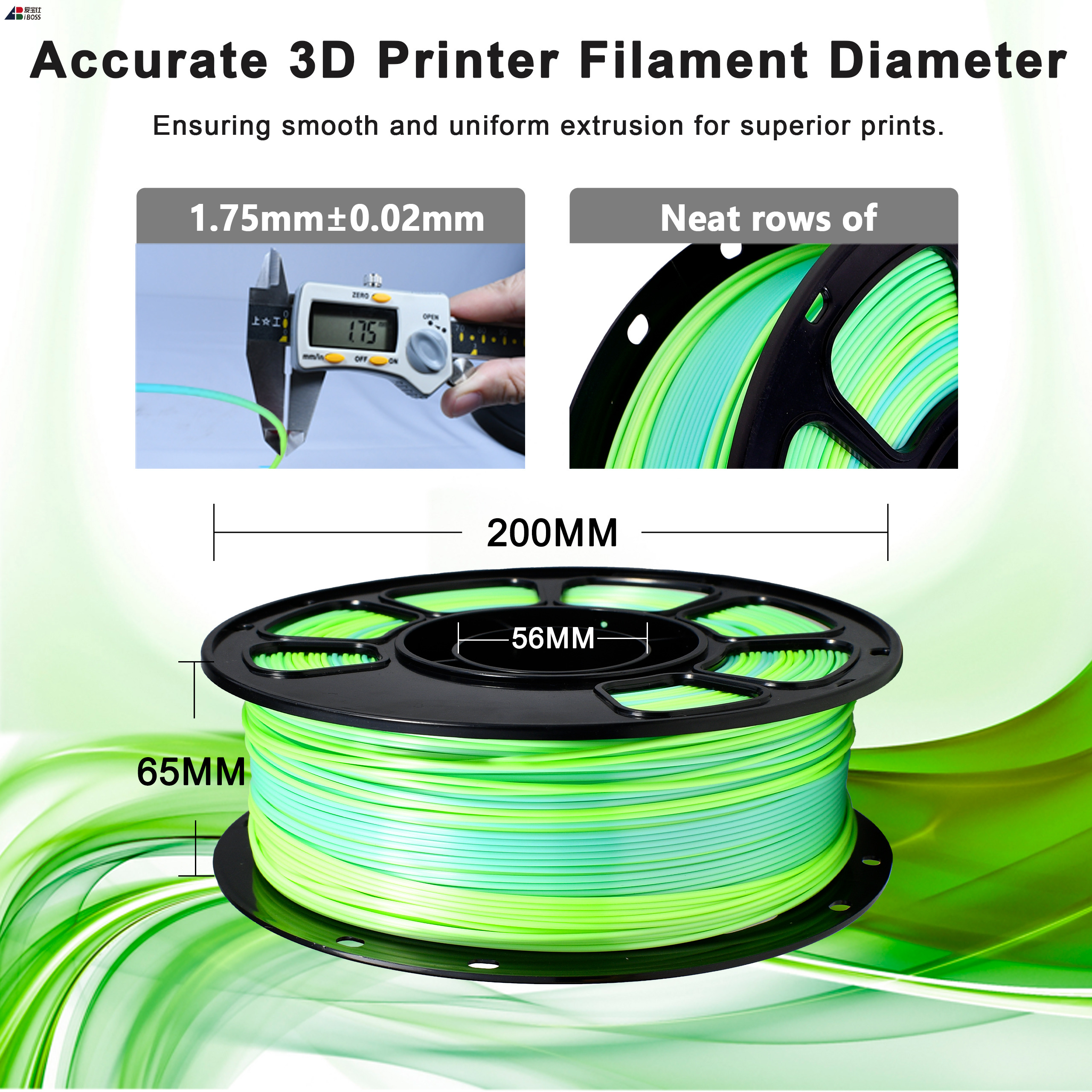 iBOSS PETG Filament Silk Gradient Blue Green 1.75mm FDM Forming Technology 3D Printing Filament