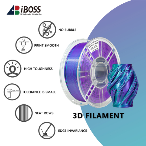 IBOSS 3D PLA+ Silk Dual Color Filament Environmentally Friendly PLA Silk Purple Cyan 3D Filament 1.75mm PLA 3D Printer Filament