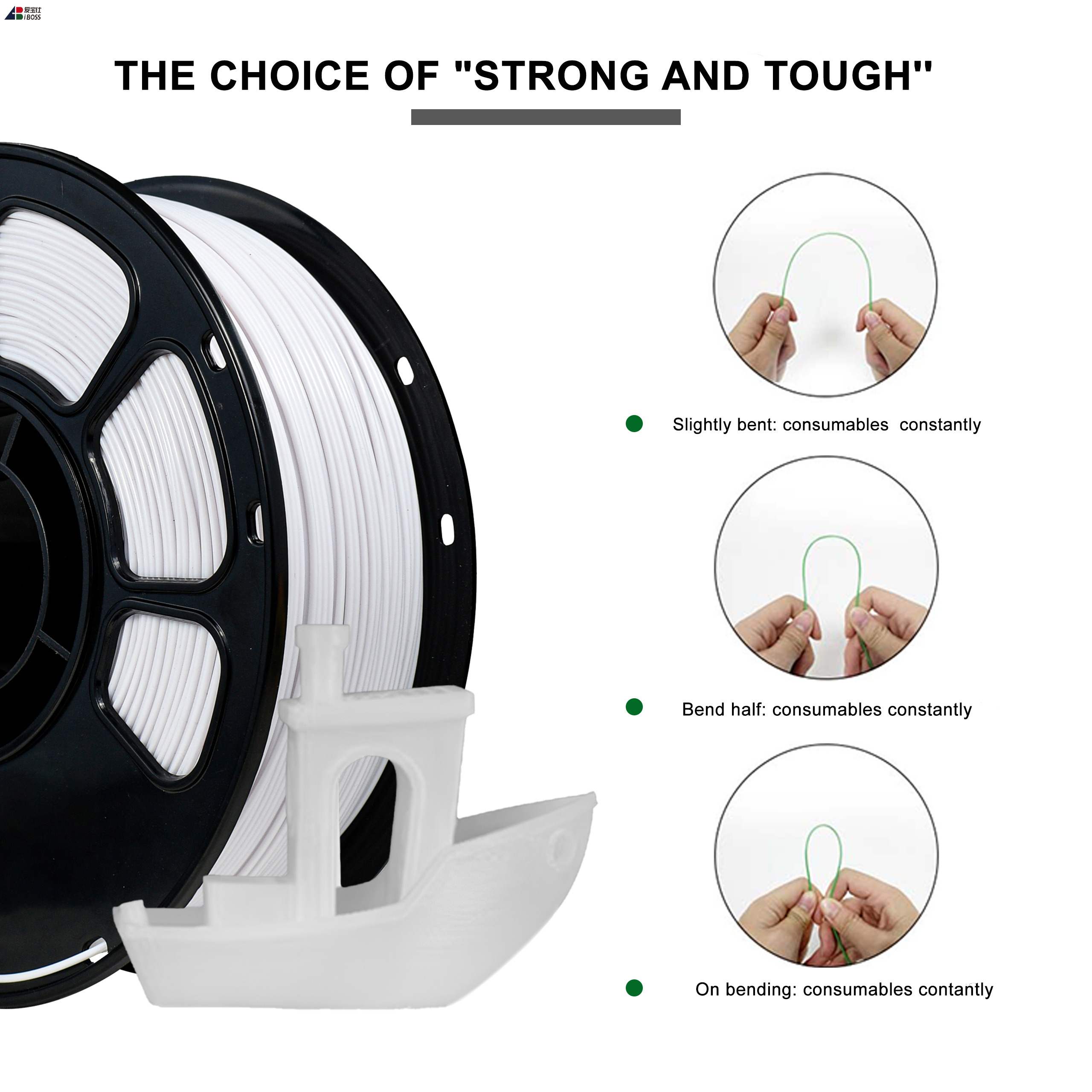 IBOSS 3D ABS 3d Printer Filament New Filament 3D Printer White/Balck ABS Filament 1.75mm 1KG