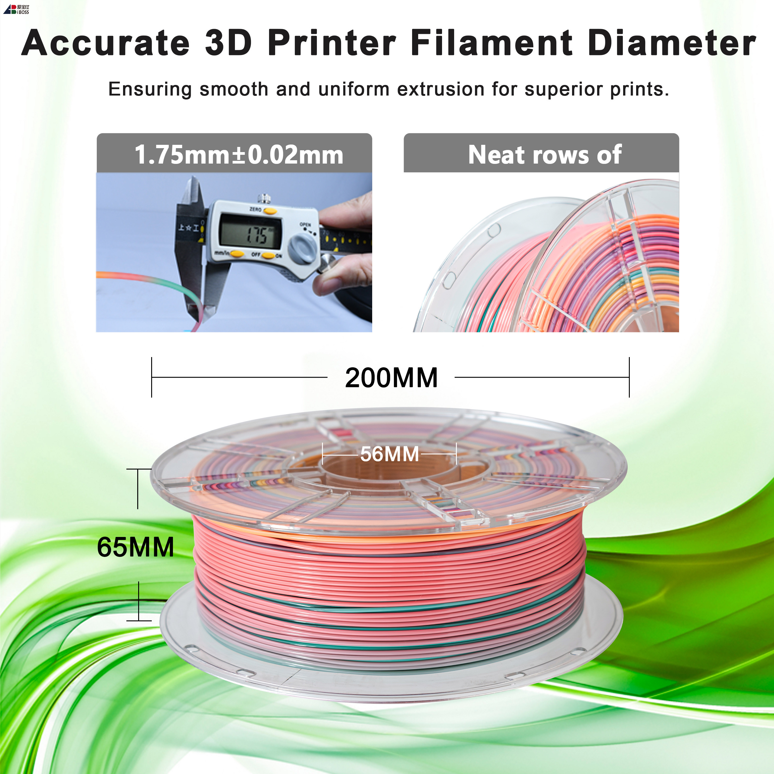 Iboss PETG Filament Toughness Enhanced Candy Rainbow Color 1.75mm 3D Printer Filament
