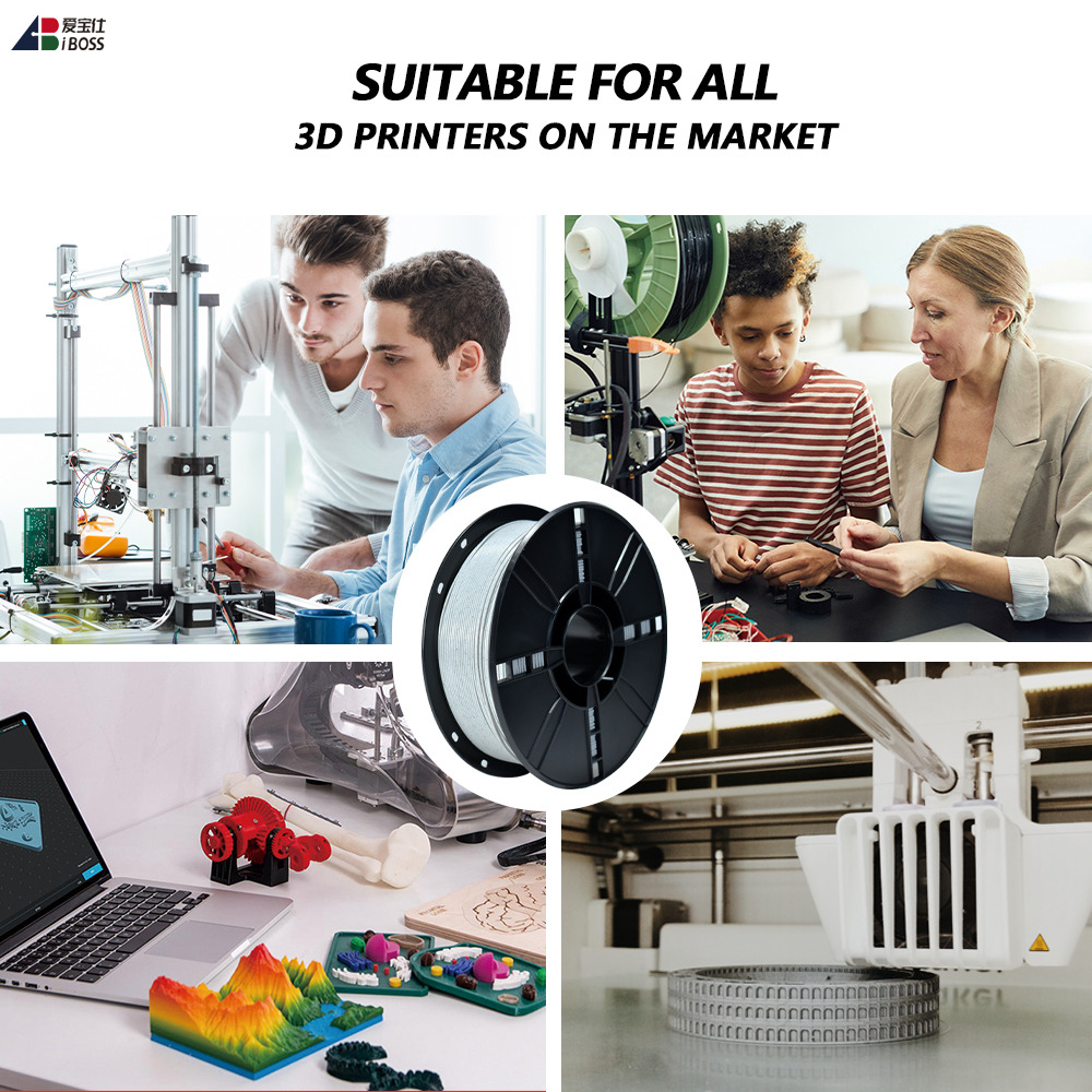 IBOSS PLA+ 1Kg Simulated Marble Filament, Marble Gray 3D Printing Filament PLA Pro Is More Durable 3D Printer